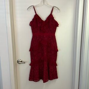 Adelyn Rae red lace midi dress